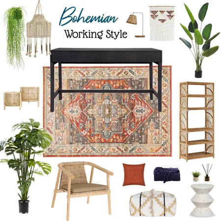 Bohemian Styled Study Interior Design Mood Board by MelekYildiz on Style Sourcebook
