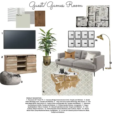 Module 9 - Guest/Games Room Interior Design Mood Board by Stacey Newman Designs on Style Sourcebook