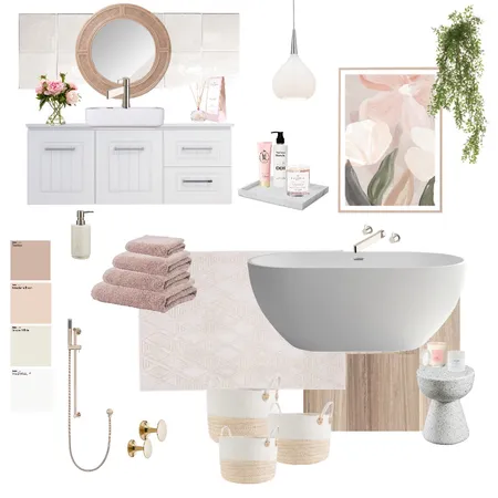 Pink Calm Bathroom Interior Design Mood Board by Interiors By Zai on Style Sourcebook