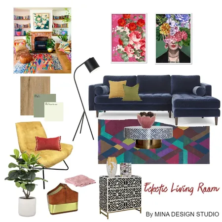 ECLECTIC LIVING ROOM DESIGN Interior Design Mood Board by MINA DESIGN STUDIO on Style Sourcebook