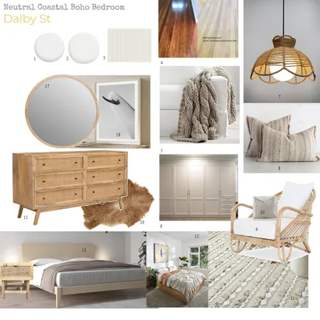 Neutral Coastal Boho Bedroom Dalby Street Interior Design Mood Board by Seal Interiors on Style Sourcebook