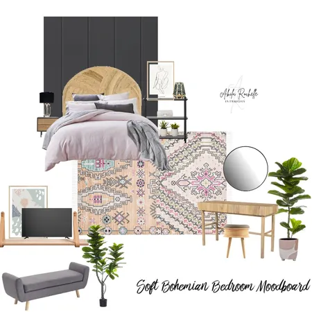 Soft Bohemian Bedroom Interior Design Mood Board by AkilaRochelle Interiors on Style Sourcebook