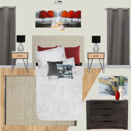 B6 - BEDROOM - MODERN - RED Interior Design Mood Board by Taryn on Style Sourcebook