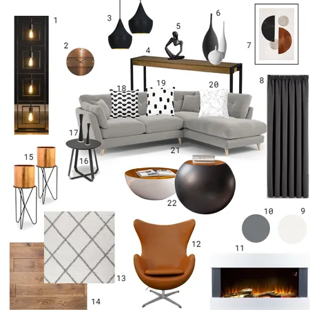 Living Room Sample Board Interior Design Mood Board by Nienke Offer on Style Sourcebook