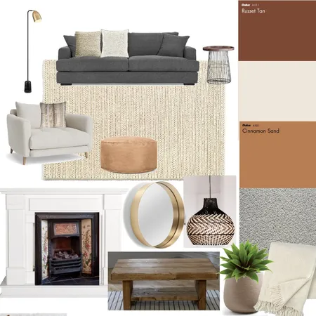 Living Room Cognac Camel Cream Interior Design Mood Board by emma_kate on Style Sourcebook