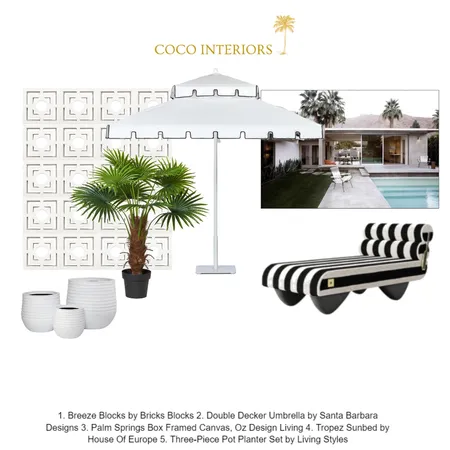 Palm Springs Pool Area Interior Design Mood Board by Coco Interiors on Style Sourcebook