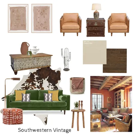 Southwestern Vintage Interior Design Mood Board by Audrie Brooks on Style Sourcebook