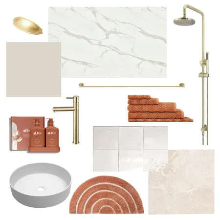 Warm bathroom w/ gold Interior Design Mood Board by Megan Woodgate Interiors on Style Sourcebook