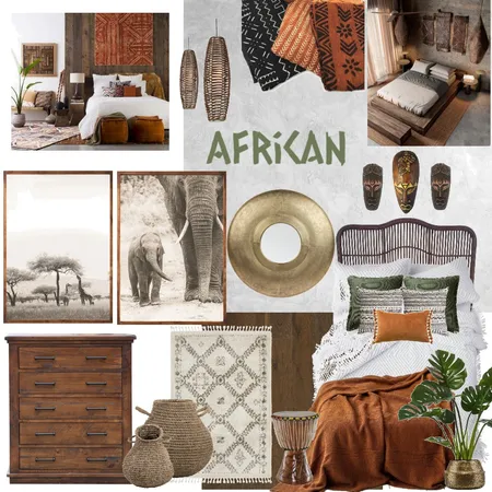 African Inspired Bedroom Interior Design Mood Board by CatCassidy on Style Sourcebook