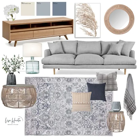 Modern Natural Rattan Grey Living Room Interior Design Mood Board by Lisa Hunter Interiors on Style Sourcebook