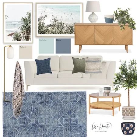 Mid Century Coastal Blue Living Room Interior Design Mood Board by Lisa Hunter Interiors on Style Sourcebook