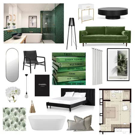 GREEN HOTEL ROOM Interior Design Mood Board by sun goldenberg on Style Sourcebook