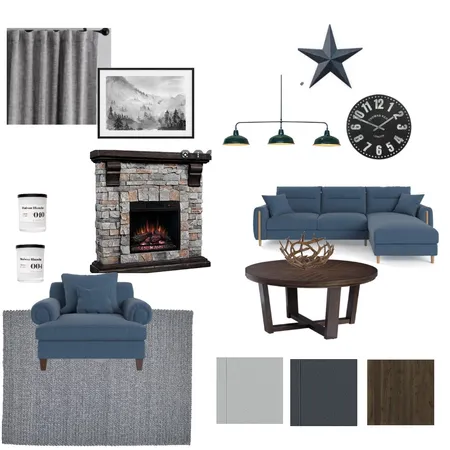 Rustic Living Room Interior Design Mood Board by sara.k.cedro on Style Sourcebook