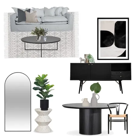 Modern Monochrome Minimalist Living Interior Design Mood Board by BY STEPHANIE INTERIORS on Style Sourcebook