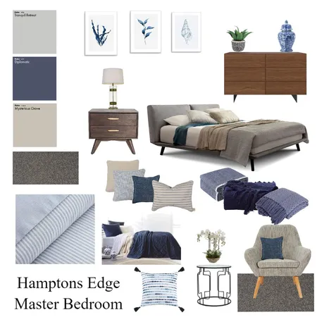 Hamptons Edge - Master Bedroom Interior Design Mood Board by Deb Davies on Style Sourcebook