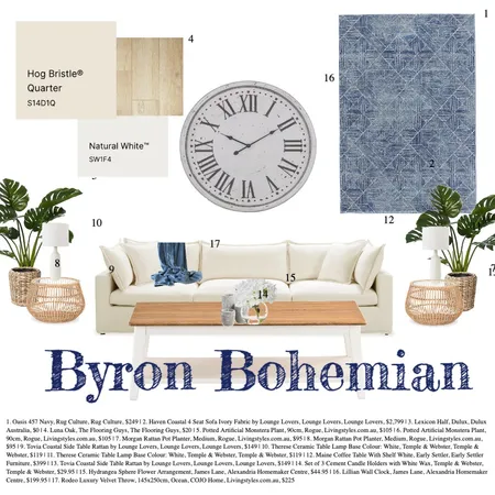 Byron Bohemian (Rustic Coastal) Interior Design Mood Board by Gabbi_1762 on Style Sourcebook