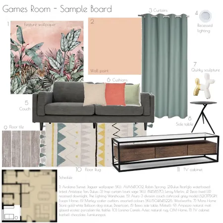 Games Room Sample Board Interior Design Mood Board by Poragirl on Style Sourcebook