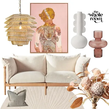 Living Room Blush, with big pendant Interior Design Mood Board by The Whole Room on Style Sourcebook