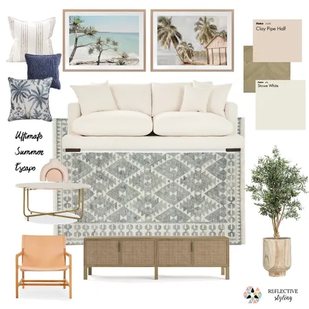 Ultimate Summer Escape Living Room Interior Design Mood Board by Reflective Styling on Style Sourcebook
