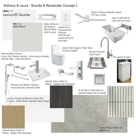 Julie - Ensuite & Remainder Concept 1 Interior Design Mood Board by klaudiamj on Style Sourcebook