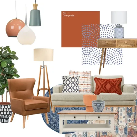 orange blue retro Interior Design Mood Board by aeshaosman on Style Sourcebook