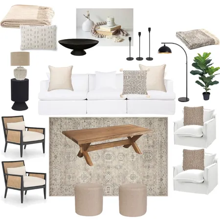 Modern Farmhouse Living Room Interior Design Mood Board by Sarah Beairsto on Style Sourcebook