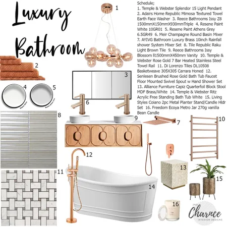 Rose Gold Bathroom Interior Design Mood Board by 2nd Charnce Interior Designs on Style Sourcebook