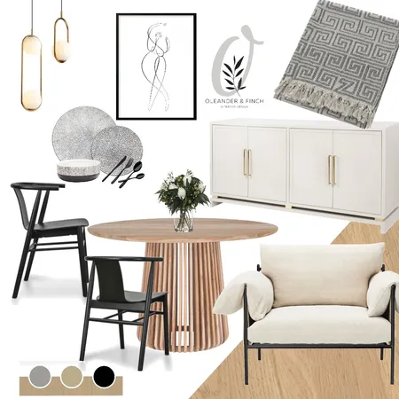 B&W dining Interior Design Mood Board by Oleander & Finch Interiors on Style Sourcebook