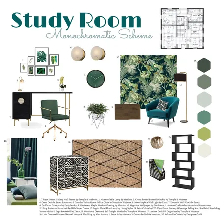 Monochromatic Study Room Interior Design Mood Board by Lanaishar on Style Sourcebook