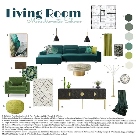 Monochromatic Living Room Interior Design Mood Board by Lanaishar on Style Sourcebook