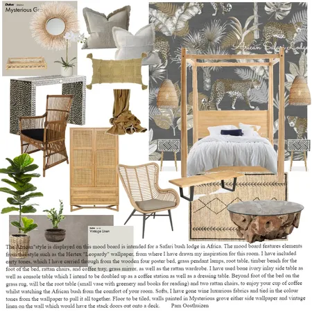 African Safari Lodge Interior Design Mood Board by pamoosthuizen on Style Sourcebook
