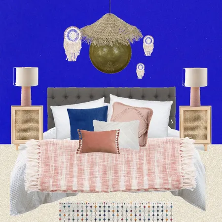 Julie Herbain bed 1 with peach lamps, sheild + dreamcatchers and pendant Interior Design Mood Board by Laurenboyes on Style Sourcebook