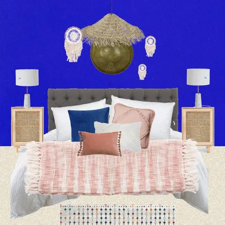 Julie Herbain bed 1 with white lamps, sheild + dreamcatchers and pendant Interior Design Mood Board by Laurenboyes on Style Sourcebook