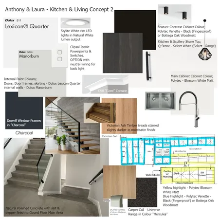 Anthony & Laura - Kitchen & Living Concept 2 Interior Design Mood Board by klaudiamj on Style Sourcebook