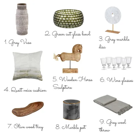 grey and green accessories Interior Design Mood Board by Stacey Sibley on Style Sourcebook