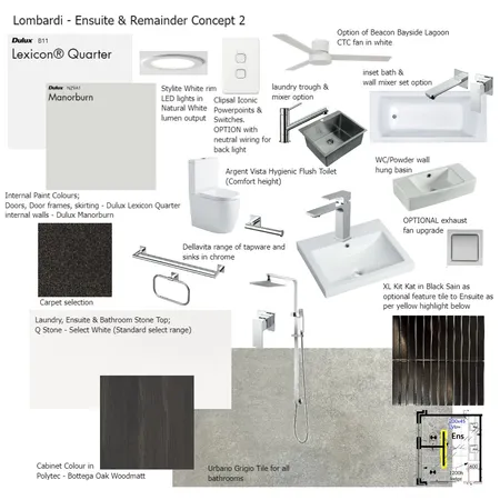Lombardi - Ensuite & Remainder Concept 2 Interior Design Mood Board by klaudiamj on Style Sourcebook