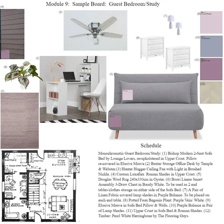 Module 9 Guest Bedroom/Study Interior Design Mood Board by Thayna Alkins-Morenzie on Style Sourcebook
