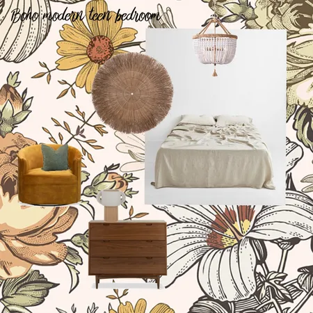 Boho modern teen bedroom Interior Design Mood Board by Eunimucanda on Style Sourcebook