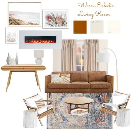 Warm Eclectic Living Room Interior Design Mood Board by vanessatdesigns on Style Sourcebook
