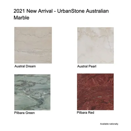 2021 New Arrival - UrbanStone Australian Marble Interior Design Mood Board by Brickworks Building Products on Style Sourcebook