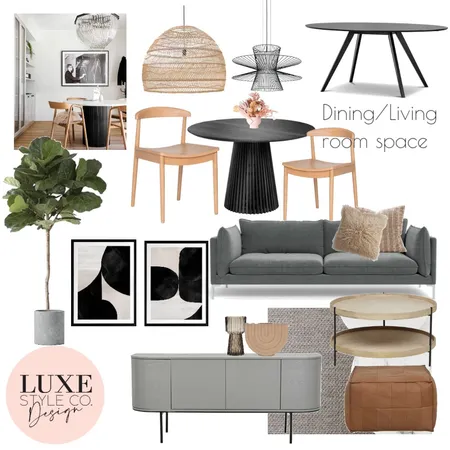 Dining Living room space Interior Design Mood Board by Luxe Style Co. on Style Sourcebook