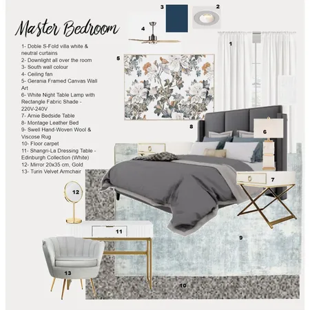 MASTER BEDROOM Interior Design Mood Board by MINA DESIGN STUDIO on Style Sourcebook