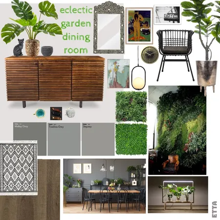 Eclectic Garden Dining Room Interior Design Mood Board by etta on Style Sourcebook