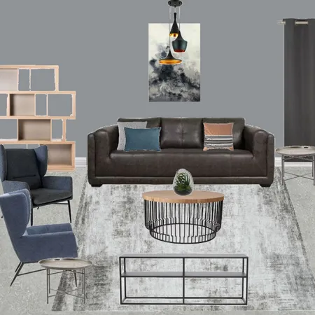 L4 -LIVING ROOM -INDUSTRIAL BLUE/BROWN Interior Design Mood Board by Taryn on Style Sourcebook