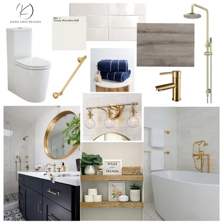 Navy & Gold Bathroom Interior Design Mood Board by Katie Anne Designs on Style Sourcebook