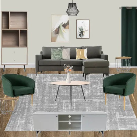 L16 - LIVING ROOM MODERN GREEN GREY SECTIONAL Interior Design Mood Board by Taryn on Style Sourcebook