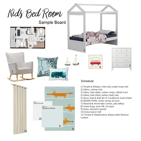 Sample board Kids bed room Interior Design Mood Board by Angie63 on Style Sourcebook