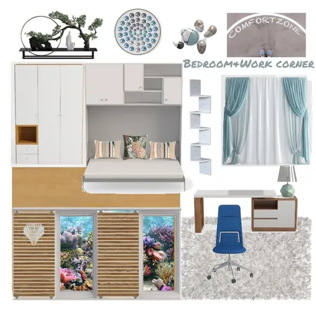 Bedroom with working space Interior Design Mood Board by VictAlexA on Style Sourcebook
