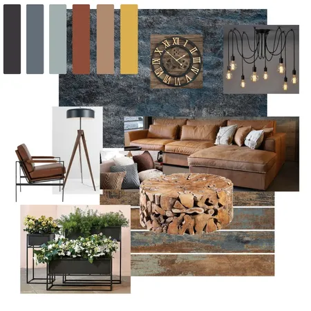 Industrial Living Room Interior Design Mood Board by ClairePLA on Style Sourcebook