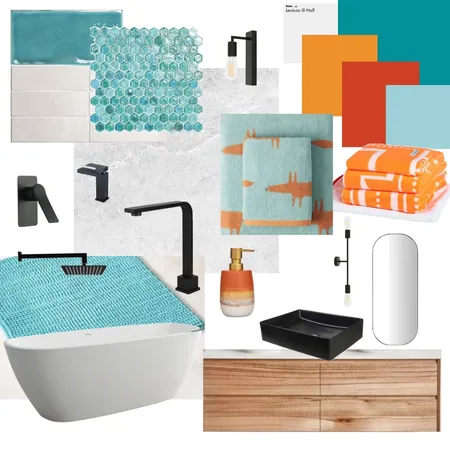 teal and orange bathroom Interior Design Mood Board by Ruth Fisher on Style Sourcebook